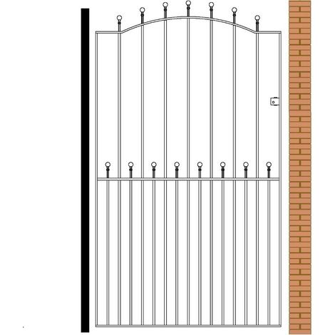 Manor Tall Bow Top Single Gate - Solid Steel - Fits Gap of 1220 mm x 1955 mm High - Electro Galvanised/Black Powder Coated