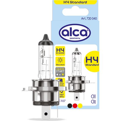 alca® Halogenlampe H4 Fahrzeuglampe Glühbirne Auto Leuchtmittel 12V 60W Sockel: P43t