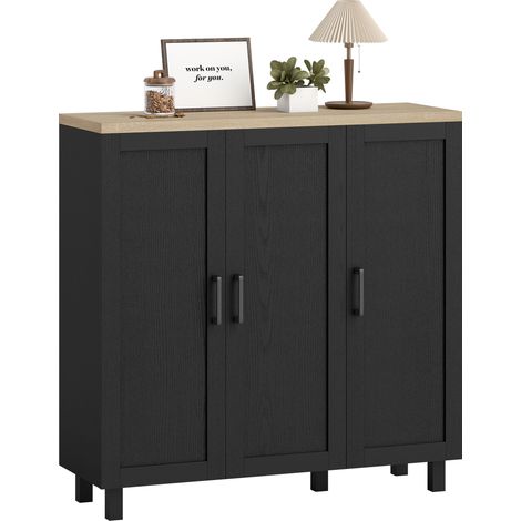 HOMCOM Sideboard Buffet Cabinet with 3 Doors and Adjustable Shelves, Black (1/5)