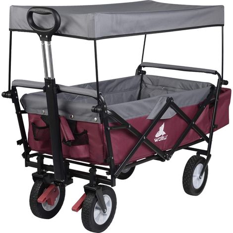 Woltu – Chariot de jardin avec toit amovible – Charge maximale 80kg – Dimensions 120x51x93cm – Roues caoutchouc pour terrains accidentés (1/4)