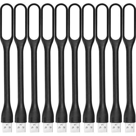 USB-LED-Leselampe mit Gelenkarm (10er-Pack) – Flexibler und augenschonender Arm, kompatibel mit Powerbanks, Laptops und Desktop-PCs – Schwarz (1/5)