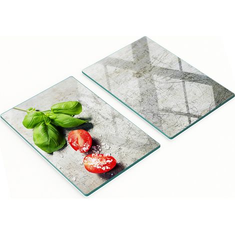 Küchenschneidebretter aus Glas mit Tomaten- und Basilikummotiven, 2 x 40 x 52 cm (1/5)