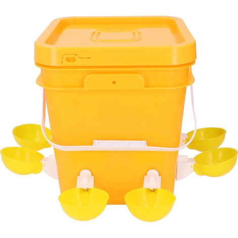 Ensemble d'abreuvoir automatique pour poulet, distributeur automatique à faible déversement pour volaille, pour oiseaux, canard, oie, dinde, tasses d'eau jaunes (1/5)
