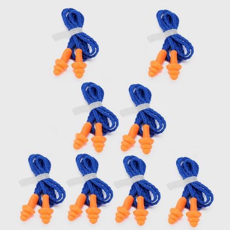 Lntyq Lot de 20 paires de bouchons d'oreilles filaires réutilisables en silicone pour suppression du bruit et protection auditive (orange)