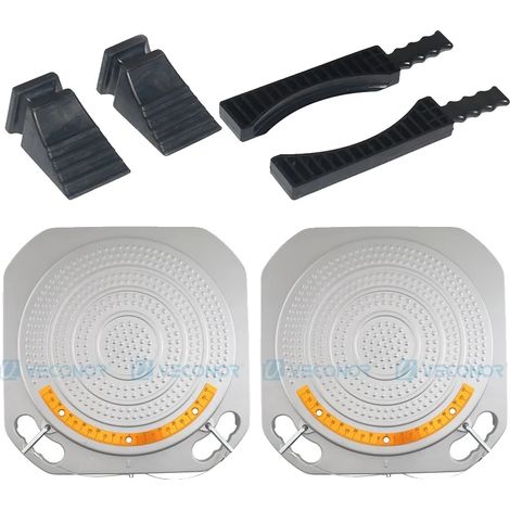 Sistema di allineamento ruote, diametro 25 cm, portata 4 tonnellate, acciaio robusto, scala graduata integrata, adatto per piattaforme elevatrici a forbice e a 4 colonne. (1/5)