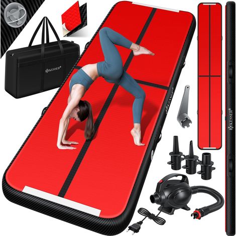 KESSER® Gym mat Tappetino gonfiabile Airtrack Tappetino da ginnastica 3/4/5/6m incl. borsa per il trasporto e pompa d'aria elettrica Tappetino da yoga Tappetino da tumbling 600 x 100 x 10 cm / ner (1/5)