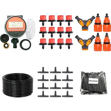 Sistema di irrigazione a goccia fai da te, flusso d'acqua regolabile, kit completo da giardino, il kit