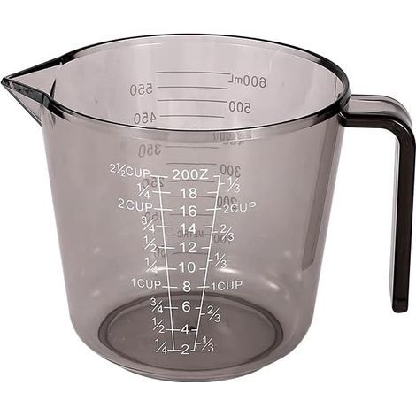 Grand verre doseur en plastique brun transparent extra épais – Ustensiles de pâtisserie – 600 ml – Verre doseur de cuisine en plastique épais (avec graduations) (1/5)
