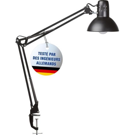 lampe de bureau study en métal Lampe LED professionnelle Lampe pince flexible pour le bureau et l'atelier Haute qualité d'éclairage à LED Lampe bureau sans ampoule Noir (1/5)