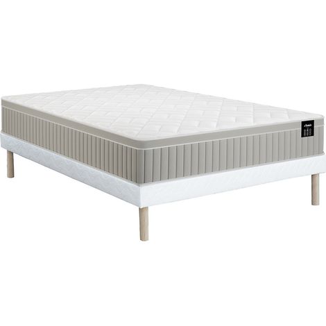 Set 160 x 200 cm rete letto imbottita + materasso in schiuma e gel memory a 7 zone sp 22 cm - SOMIRA di YSMÉE