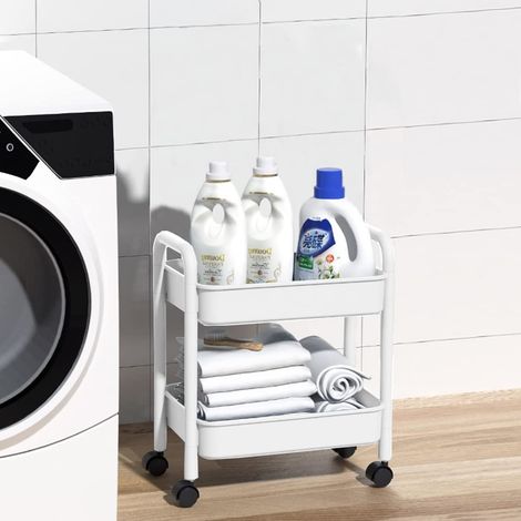 1 - Chariot double - Organisateur de canapé - avec poignées - pour bureau, maison, cuisine - Blanc, mobilier robuste et élégant (1/5)