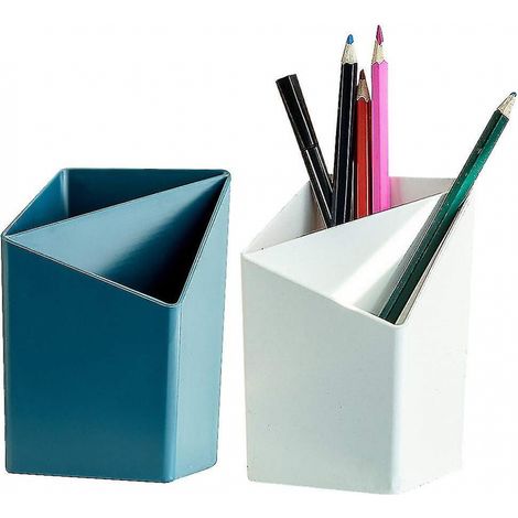 BEBUSINGOTO Stück Stiftehalter aus Kunststoff, Stiftbehälter, multifunktionale Aufbewahrungsbox mit 2 Fächern, Make-up-Pinselhalter, Stiftebecher, Schreibtisch-Organizer