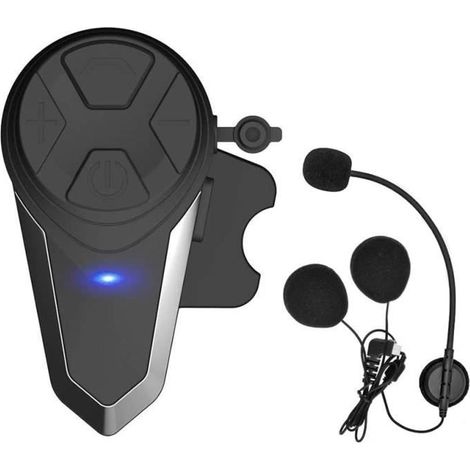 1 Intercom Moto, Bluetooth, Portée 1000m, Technologie DSP, Rechargeable USB, Casque Moto