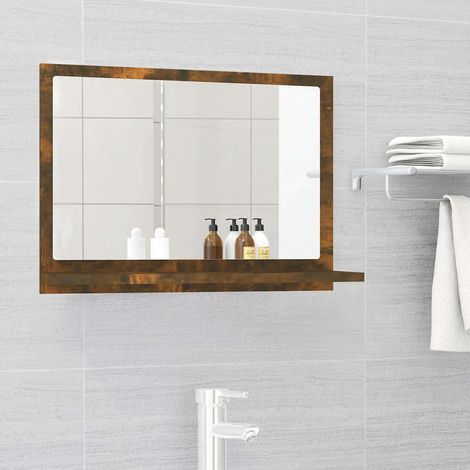 Miroir simple de salle de bain Style baroque - Chêne fumé 60x10,5x37 cm Bois d'ingénierie BV146181 - BonneVie (1/5)