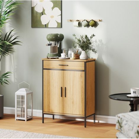Mueble de baño industrial de MDF y acero efecto roble 60x30x80 cm (1/5)