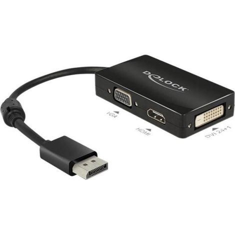 Adaptateur DisplayPort, VGA, HDMI, DVI Delock 62656 [1x port Display mâle = 1x VGA femelle, HDMI femelle, DVI femelle 2