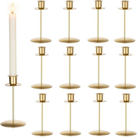 Kerzenhalter Stabkerzen 12er Set Metall Gold Vintage Modern 12 Gold (1/4)