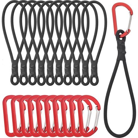 10 x Elastic Tension Tensioner with Carabiners – Stretcher with Eyelets – Versatile Expander Hooks for Tent Tarpaulin – (15 cm) (1/5)