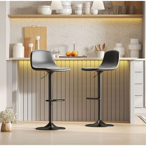 Barhocker 2er Set höhenverstellbar drehbar Kunstleder OKMYHOME (1/4)