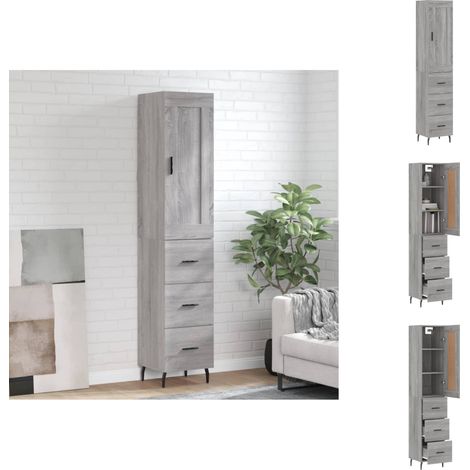 Sideboards - Living Highboard Grau Sonoma 34,5x34x180 cm Holzwerkstoff (1/5)