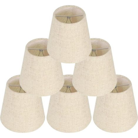 6 Pièces Abat-Jour pour Lampes de Table Lampe, abat jour clip, abat jour ,Remplacement Abat Jour en Lin Petits Abat Jour avec Clip pour Table de Chevet, Applique Murale en Cristal, Lustre de Bougeoir