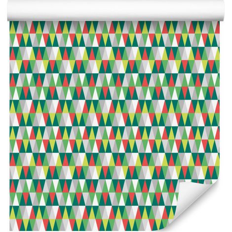 Papier peint à motifs de triangles marins et verts pour salon et chambre 50x1000 cm (1/5)