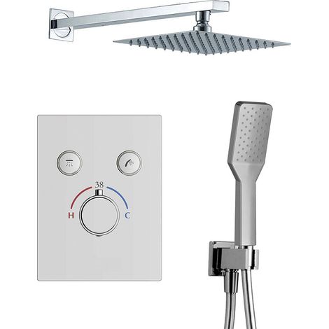 Kibath Grifo Empotrado de Ducha equipo de pared termostático PUL acabado CROMO brillo fabricado en latón (1/5)
