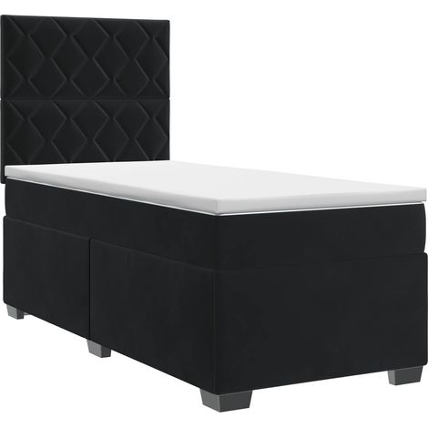 Letto box spring con materasso Nero 90 x 200 cm Velluto vidaXL (1/5)
