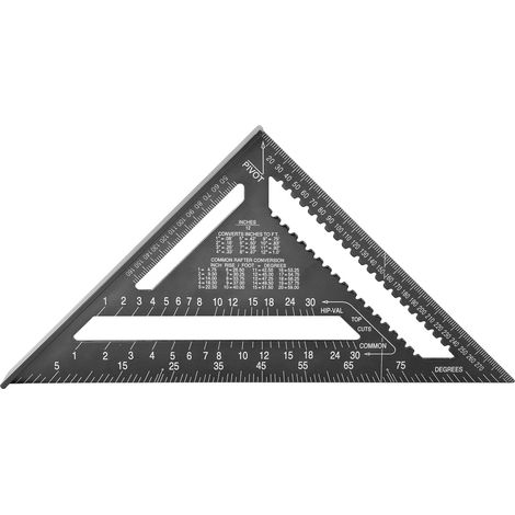 Équerre en alliage d'aluminium, graduation métrique et impériale, haute précision, lecture facile, idéale pour ingénieurs et charpentiers (noire). (1/5)