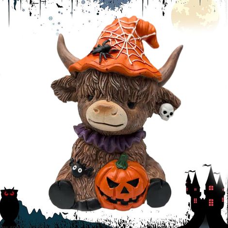 Statuette de Vache Highland Halloween - Décoration d'Intérieur pour (1/5)