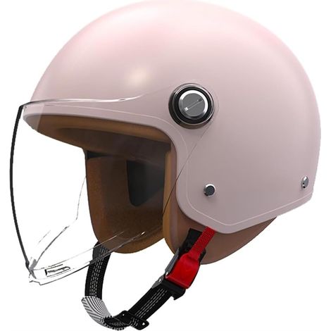 Casque demi-jet rétro 3/4 pour moto, homologué DOT, pour scooter, moto tout-terrain, karting, cyclomoteur, vélo électrique, quad, avec éclairage intégré et boucle rapide. Modèle ouvert pour adultes (h (1/2)