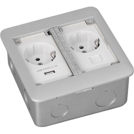 Prise Électrique Encastrable 2 Prises Ignifuge Étanche Multifonction 250V Gris Foncé (1/5)
