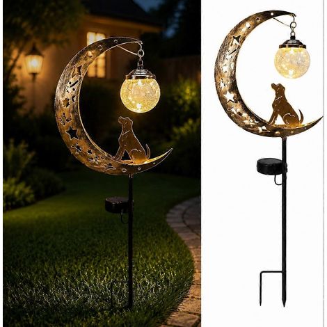 Lampe solaire jardin demi-lune étanche à LED avec piquet, pour terrasse pelouse décoration extérieure (y compris pour chiens) (1/5)