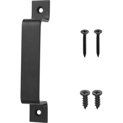 Scheunentorgriff (Schwarz) – 19 cm (7,48 Zoll) Stahl mit glatten Kanten – Rustikaler Griff für Scheunentore, Gartenhäuser, Garagen und Tore – Inklusive selbstschneidender Schrauben (1/5)