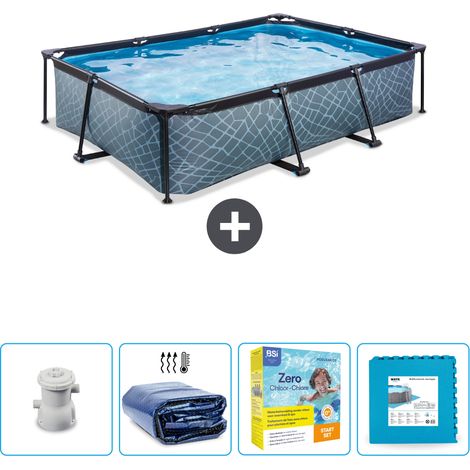 Exit Pool Rechteckig - Steinoptik - 300x200x65 cm - 5-teilig SCB67 (1/4)