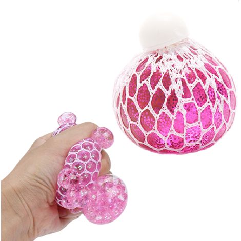 Irovami Balle anti-stress en forme de raisin : Balle souple en maille de polyéthylène de 6 cm, douce et tactile, idéale pour soulager le stress et l'anxiété à la maison ou au bureau. (1/5)