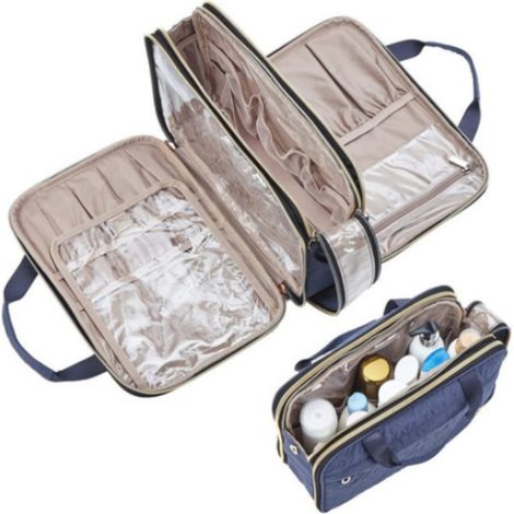 Trousse de toilette voyage Organisateur cosmétique pliable avec poignée, kit (1/5)