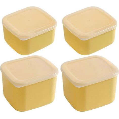 Lot de 4 boîtes de conservation pour fromage avec couvercles, boîte à fromage pour réfrigérateur, porte-gingembre et ail (1/2)