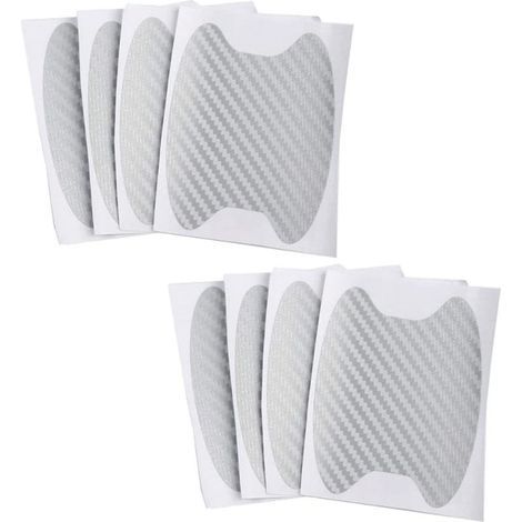 Lot de 8 films de protection de peinture universels pour poignée de portière de voiture en fibre de carbone Argenté 6,8 x 8,5 cm (1/5)
