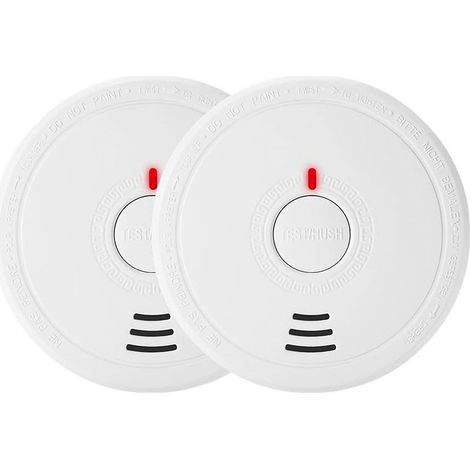 Lot de 2 détecteurs d'incendie pour la maison, détecteur de fumée avec indicateur LED et bouton de silence photoélectrique (1/5)