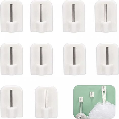 Crochet Rideau Accroche Tringle sans Percage Crochets Autocollants pour Barres de Rideaux 10 pcs (1/3)