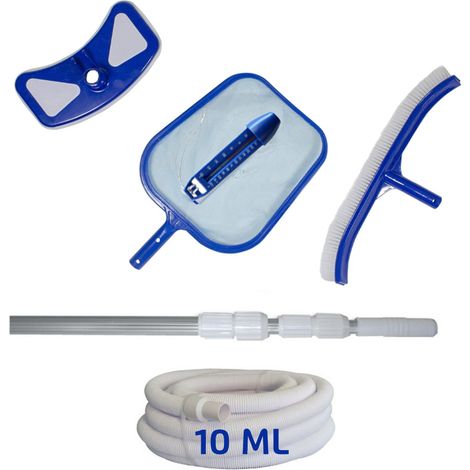 Kit d'entretien et de nettoyage piscine + manche + tuyau 10 ml (1/4)