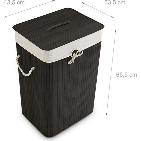 Portabiancheria rettangolare con sacco in cotone 65,5 cm bambù nero 1300019055