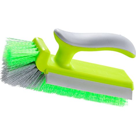 Brosse à Récurer D'angle en Forme de V, Miroir, Essuie-glace et Brosse, Douche, Salle de Bains, Carrelage, Cuisine, Ménage (Vert gazon) (1/4)