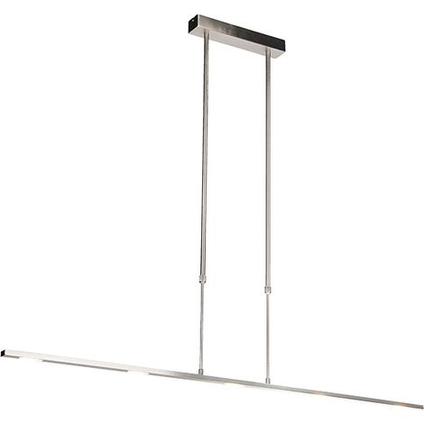 QAZQA Moderno Lámpara colgante moderna de acero con LED regulable - Bold Aluminio /Acero Alargada Incluye LED Max. 5 x 25 Watt