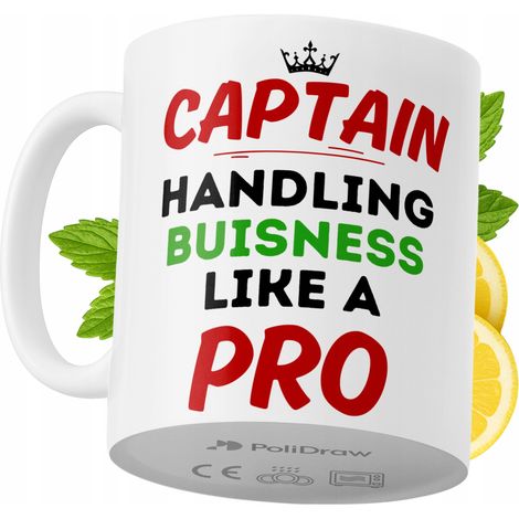 Mug humoristique « Capitaine » avec texte amusant et design graphique. Idéal pour les anniversaires, les fêtes et les occasions spéciales. Mug premium pour la maison, le bureau et le travail. Blanc, 3