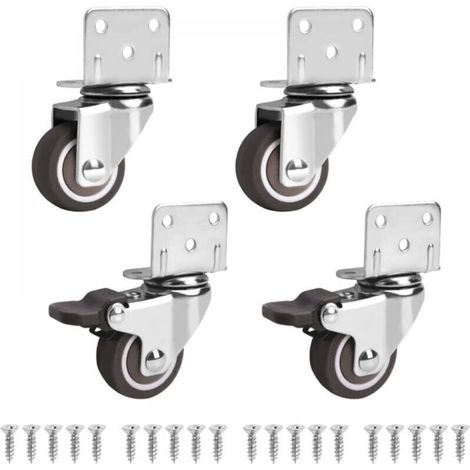 Set of 4 Swivel Casters for Furniture including 2 with Brake 32mm Small Furniture Casters - 360 Degree Rotation, Load Capacity 60kg, Small Swivel Casters for Furniture, Cradle (1/5)