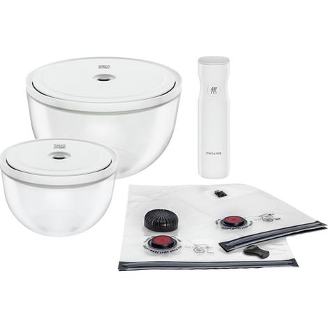 Set de démarrage sous vide BOWLS 9 pièces, bols en verre M-18 cm, L-24 cm, sacs, pompe (1/5)