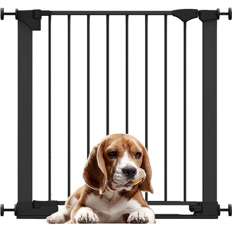 Bettacare SafeStep Dog Gate, Black, 75cm - 82cm, Extra Low Walkthrough, Pressure Fit Safety Gate, Pet Gate for Stairs and Doors