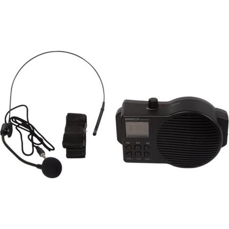 HQ-Power Amplificateur de voix portable, avec micro-casque et ceinture, avec USB-SD et radio FM, 5 W, noir (1/5)